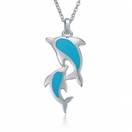 Dolphin Pendant   - ss.Turquoise