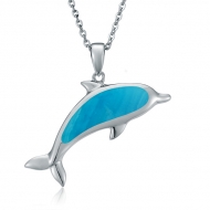 Dolphin Pendant (M) - ss.Turquoise