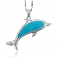 Dolphin Pendant (L) - ss.Turquoise