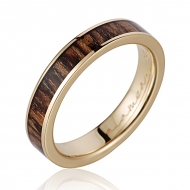 14K  YG Wood Ring Bocote