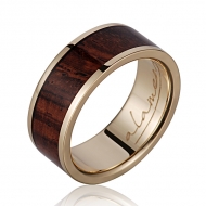14K  YG Wood Ring Cocobolo