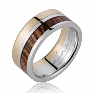 14K WG+YG Wood Ring Bocote