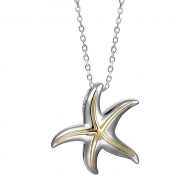 SS 14K Starfish Pendant