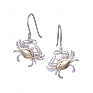 SS 14K Blue Crab Earrings