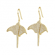 SS Pave CZ Stinray Earrings - YG