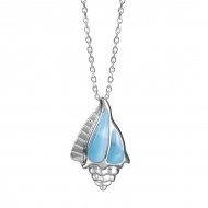 SS Larimar Conch Shell Pendant