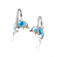 SS 925 Larimar Dolphin Earrings