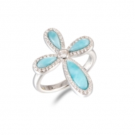 SS 925 Larimar Cross Ring