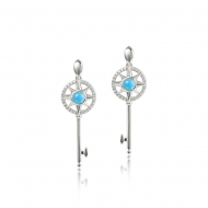 SS 925 Larimar Key Earrings