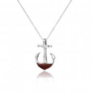 SS 925 Koa Wood Anchor Pendant