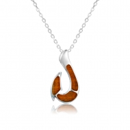 SS 925 Koa Wood Fishhook(S) Pendant