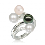 SS 925 Tri-color Pearl Ring
