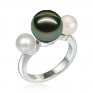 SS 925 Tri-color Pearl Ring