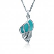 Conch Shell Pendant   - ss.Turquoise