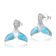 SS 925 Larimar Whale Tail Earrings