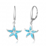 SS 925 Larimar Starfish Earrings