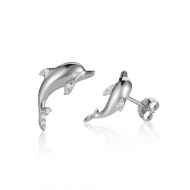 14K WG Dolphin Earrings
