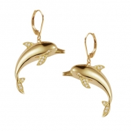 14K Dolphin Earrings