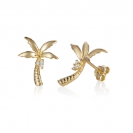 14K YG Palm Tree Earrings