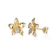 14K YG Orchid Earrings