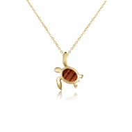 14K YG Turtle Pendant(L) -Koa Wood