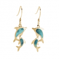 14KY Larimar Dolphin Earrings