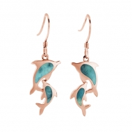 14KP Larimar Dolphin Earrings