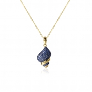 14K YG Sapphire Conch Shell Pendant