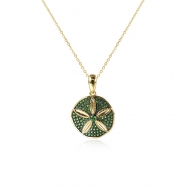 14K YG Tsavorite Sand Dollar Pendant