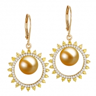 14K YG Golden Pearl Earrings (L)
