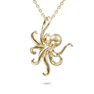 14K YG Octopus Pendant