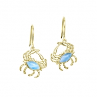 14KY Larimar Blue Crab Earrings